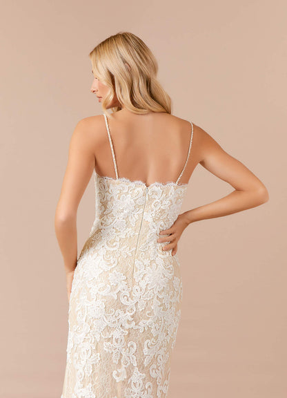 Diamond White Champagne Sheath Sequins Tulle Dress