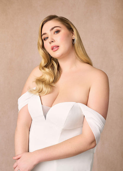 Diamond White Mermaid Off the Shoulder Chiffon Dress