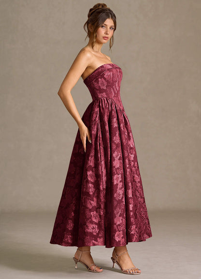 Mila Wine Midi Dress