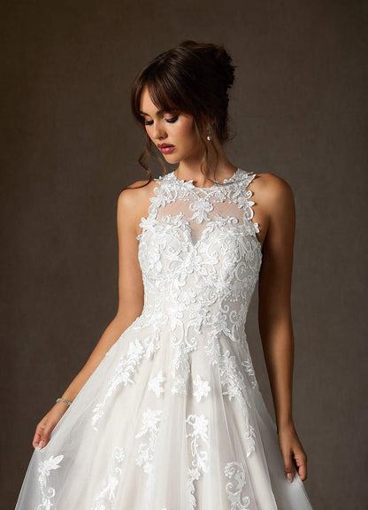 Diamond White A-Line Sweetheart Lace Tulle Dress