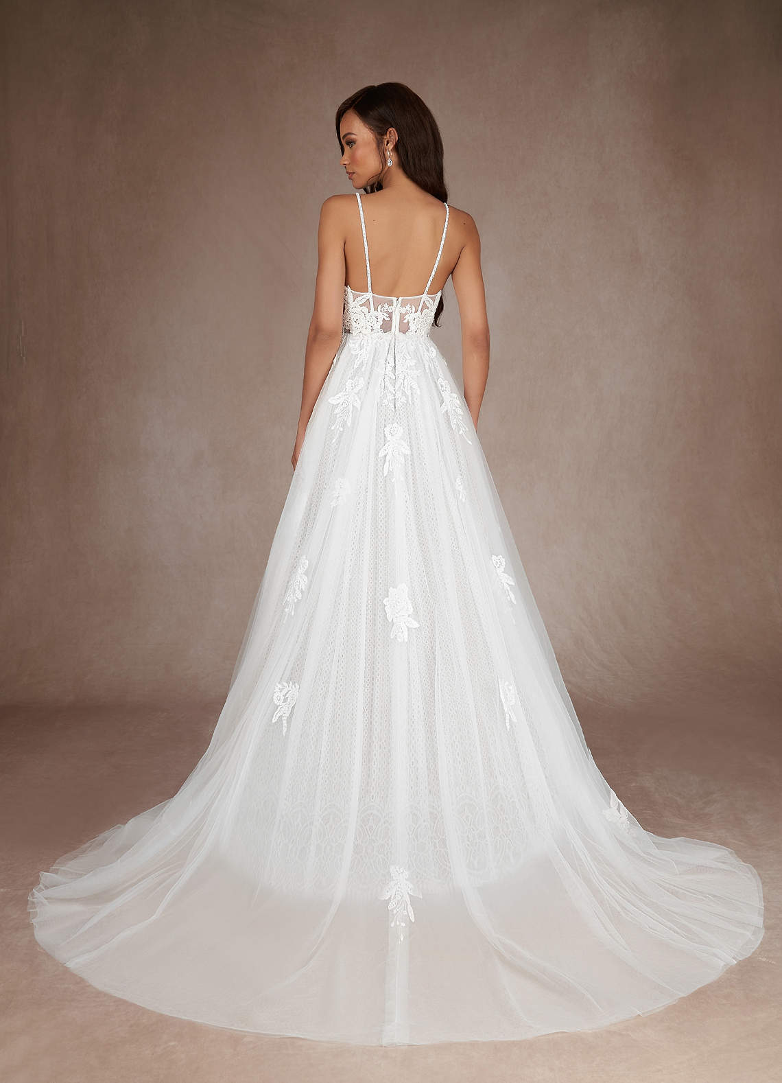 Diamond White A-Line Sequins Tulle Dress