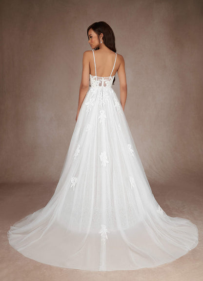 Diamond White A-Line Sequins Tulle Dress