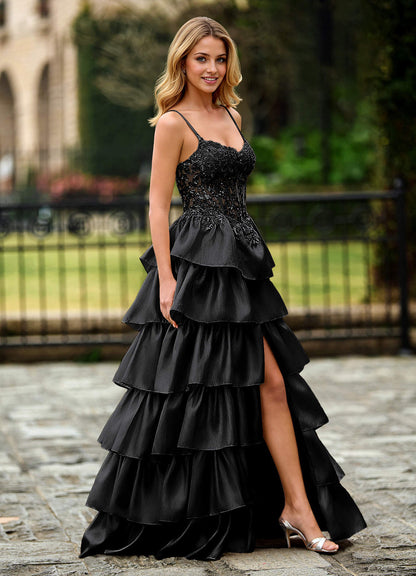 Jasmunya Black Organza Prom Dress