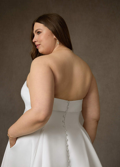 Diamond White A-Line Strapless Satin Dress