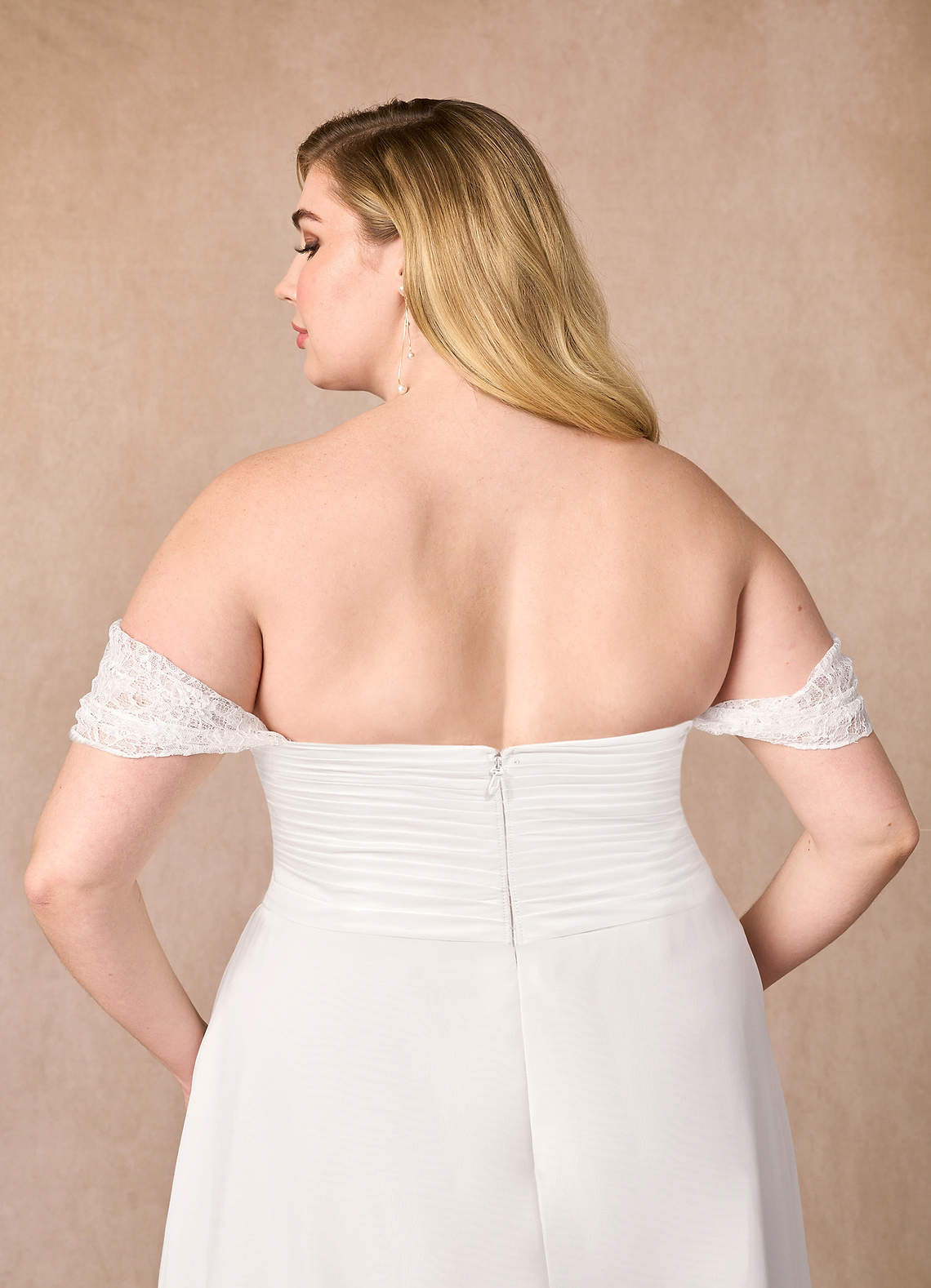 Diamond White A-Line Off the Shoulder Chiffon Dress