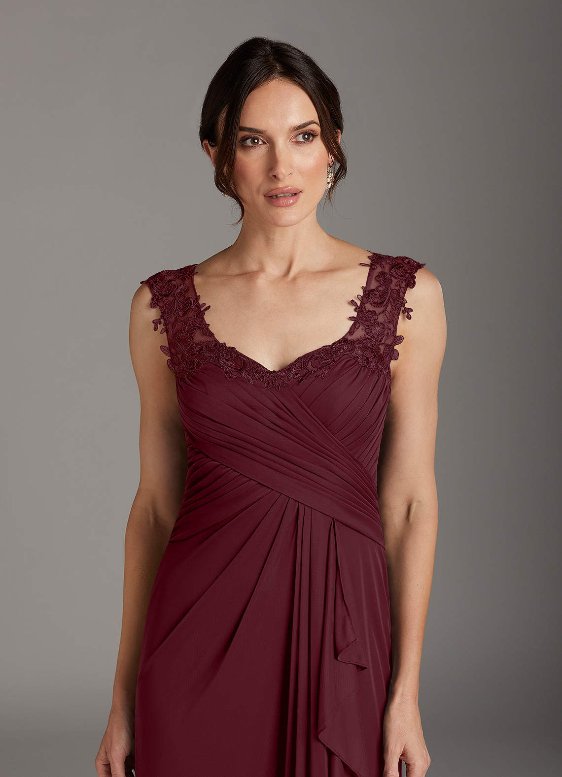 Cabernet A-Line Sweetheart Neckline Pleated Mesh Dress