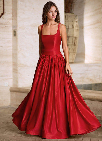 Arora Red Square Neckline Prom Dress
