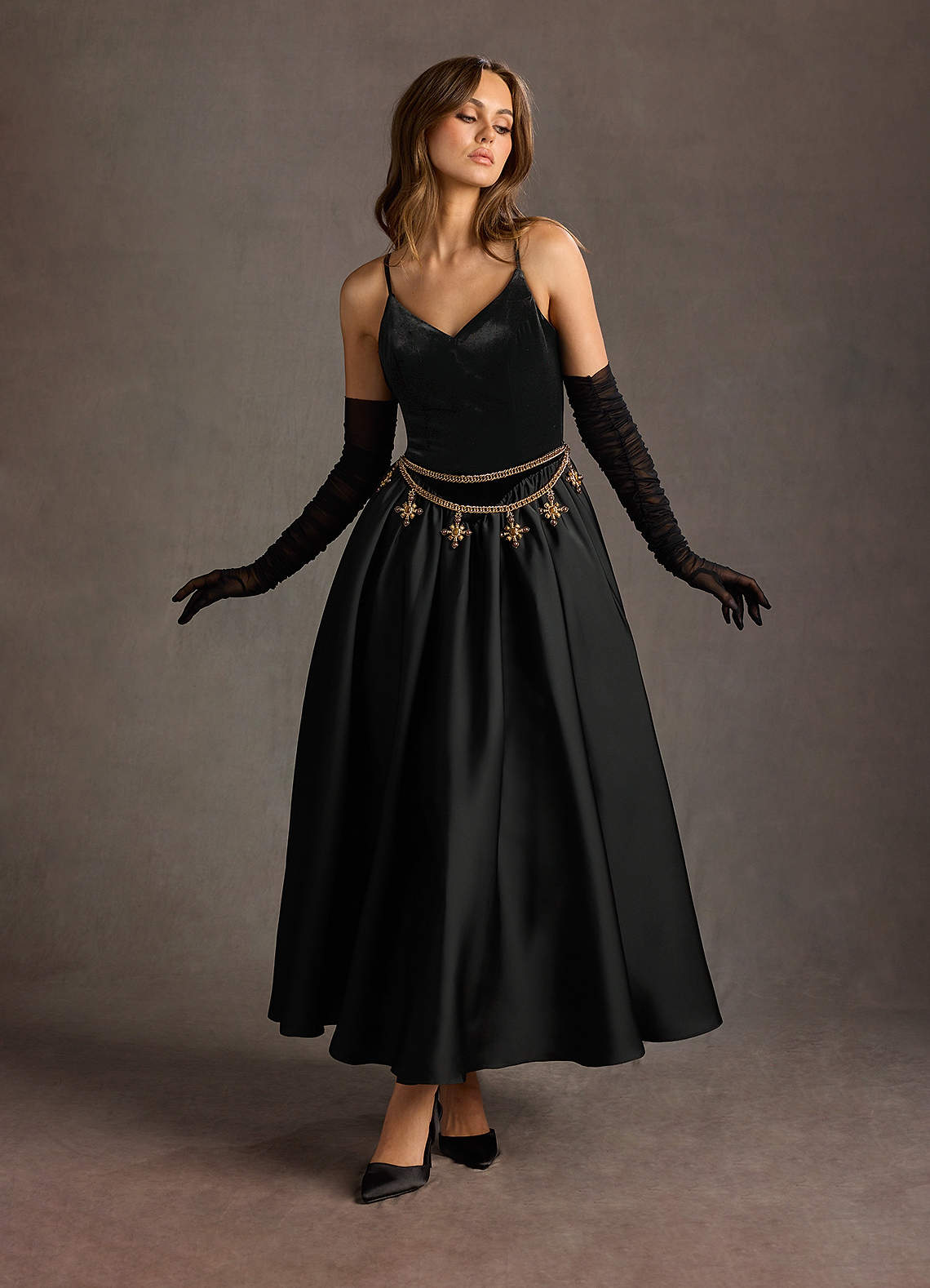 Pandora Black Dropped Waist Maxi Dress  Dress