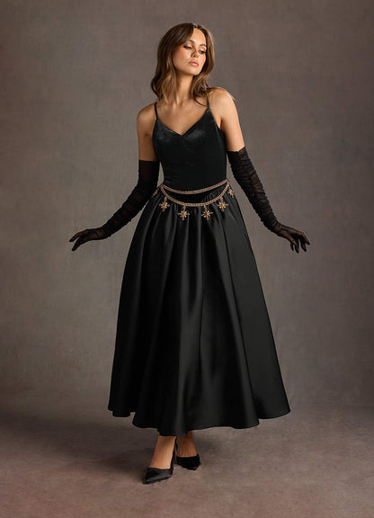 Pandora Black Dropped Waist Maxi Dress  Dress