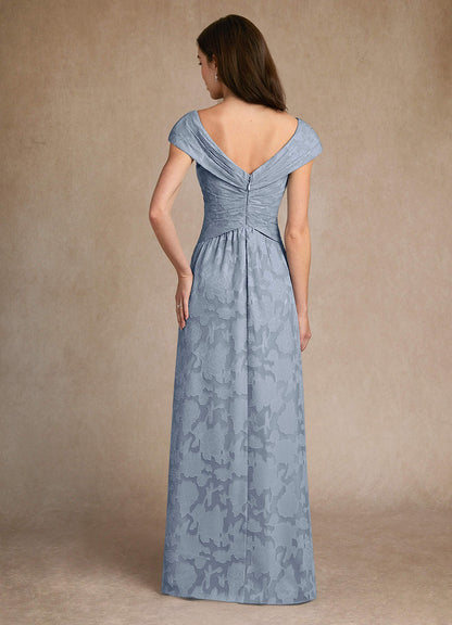 Dusty Blue A-Line Pleated Floral Burnout Dress