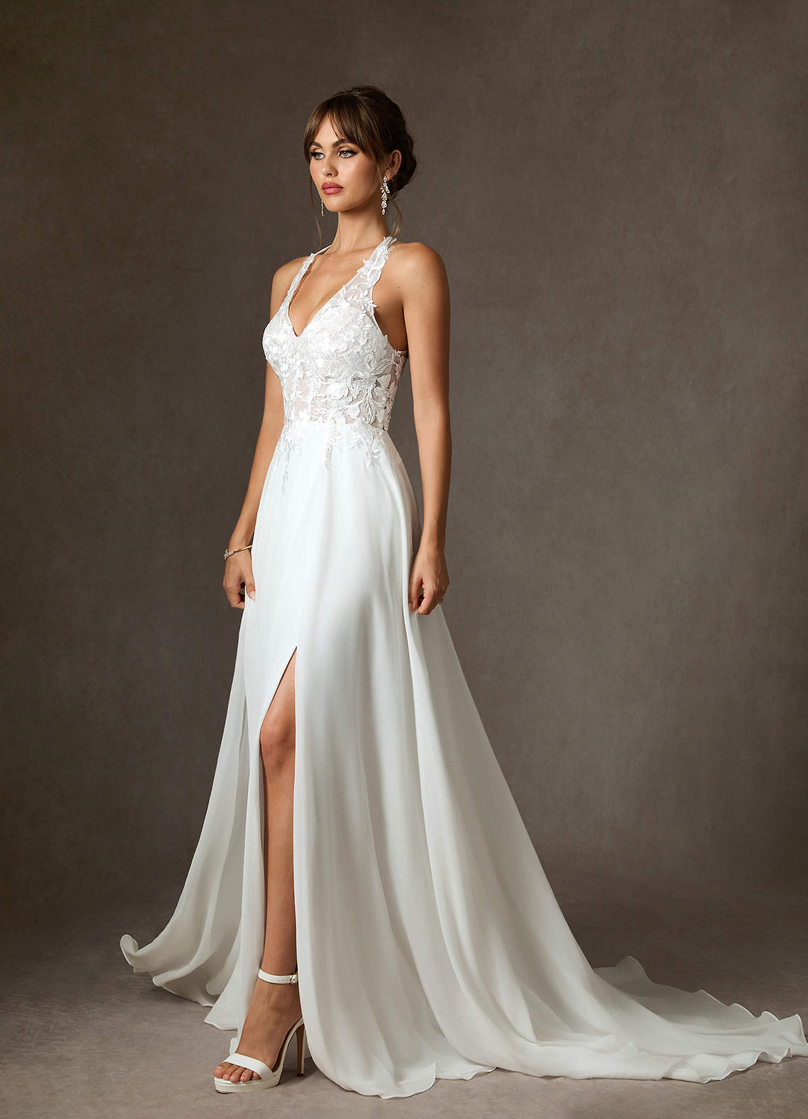 Diamond White A-Line Lace Dress