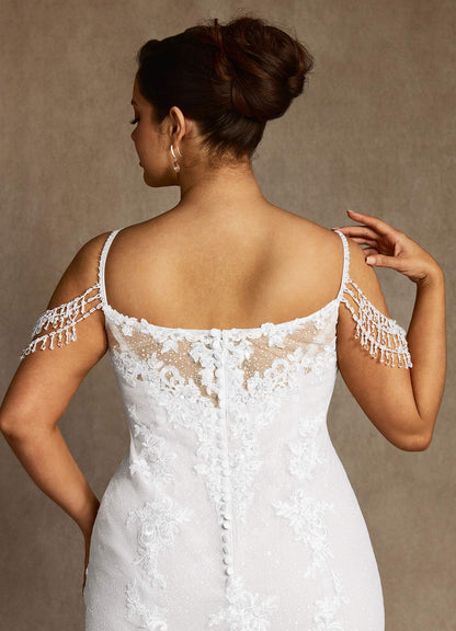 Diamond White Mermaid Sequins Tulle Dress