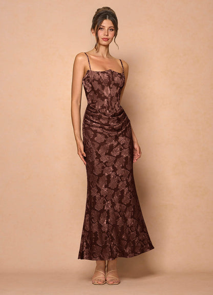 Ezrena Mocha Coco Maxi Dress