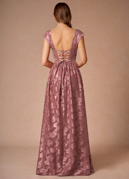 Hazel Vintage Rose Pleated Maxi Prom Dress  Dress