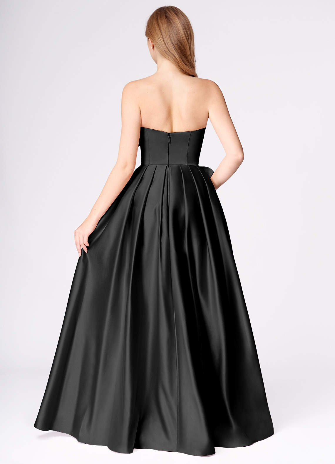 Miebow Black Strapless Illusion V-Neck Gown  Dress
