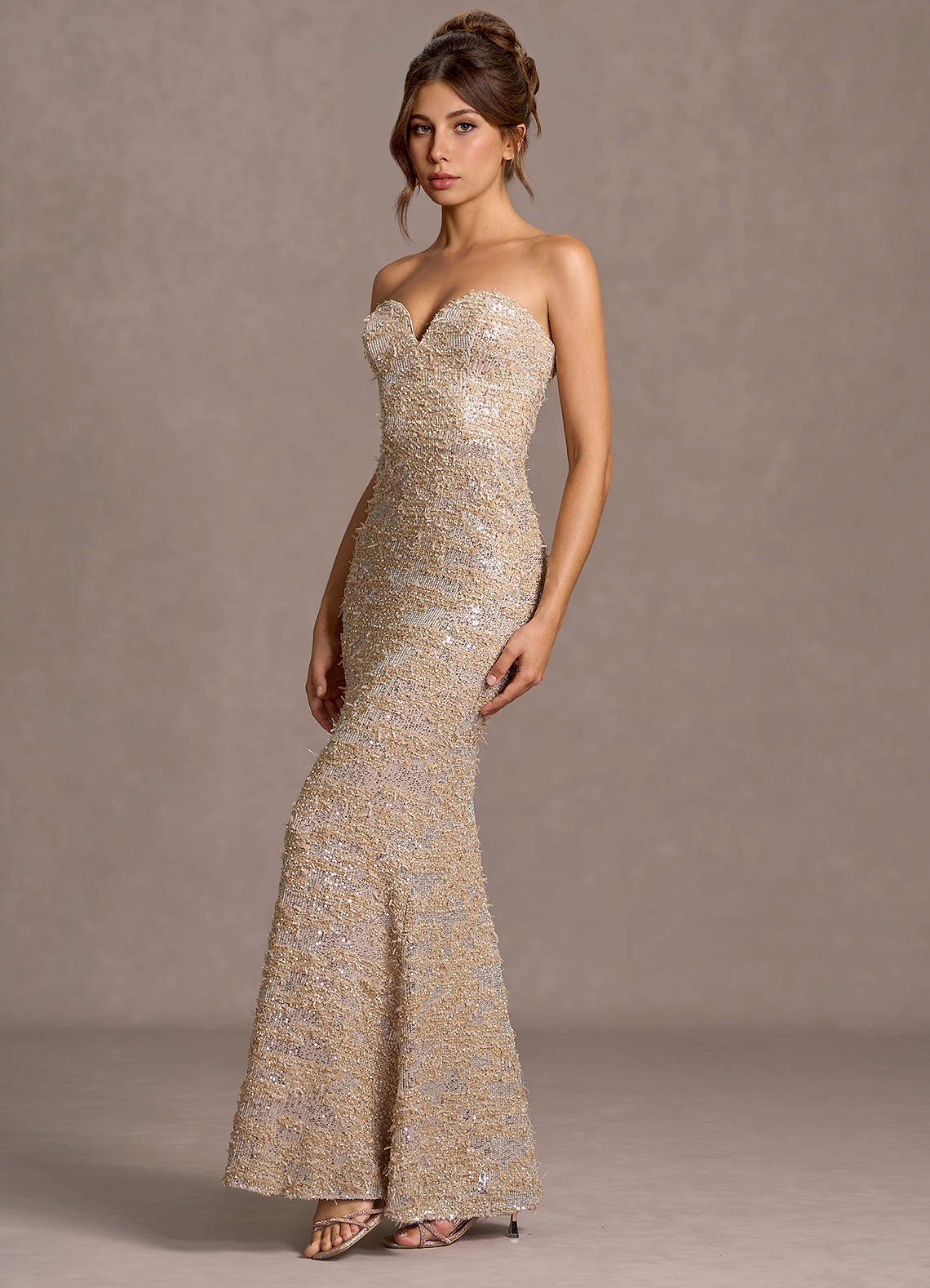 Daphne Champagne Sequins Maxi Dress