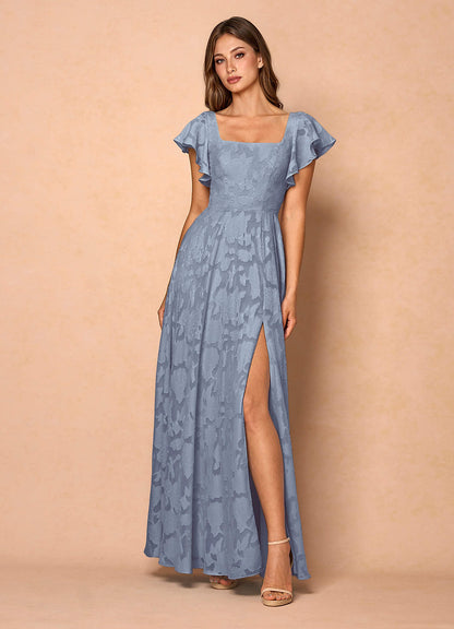Anna Powder Blue Ruffled Maxi Dress