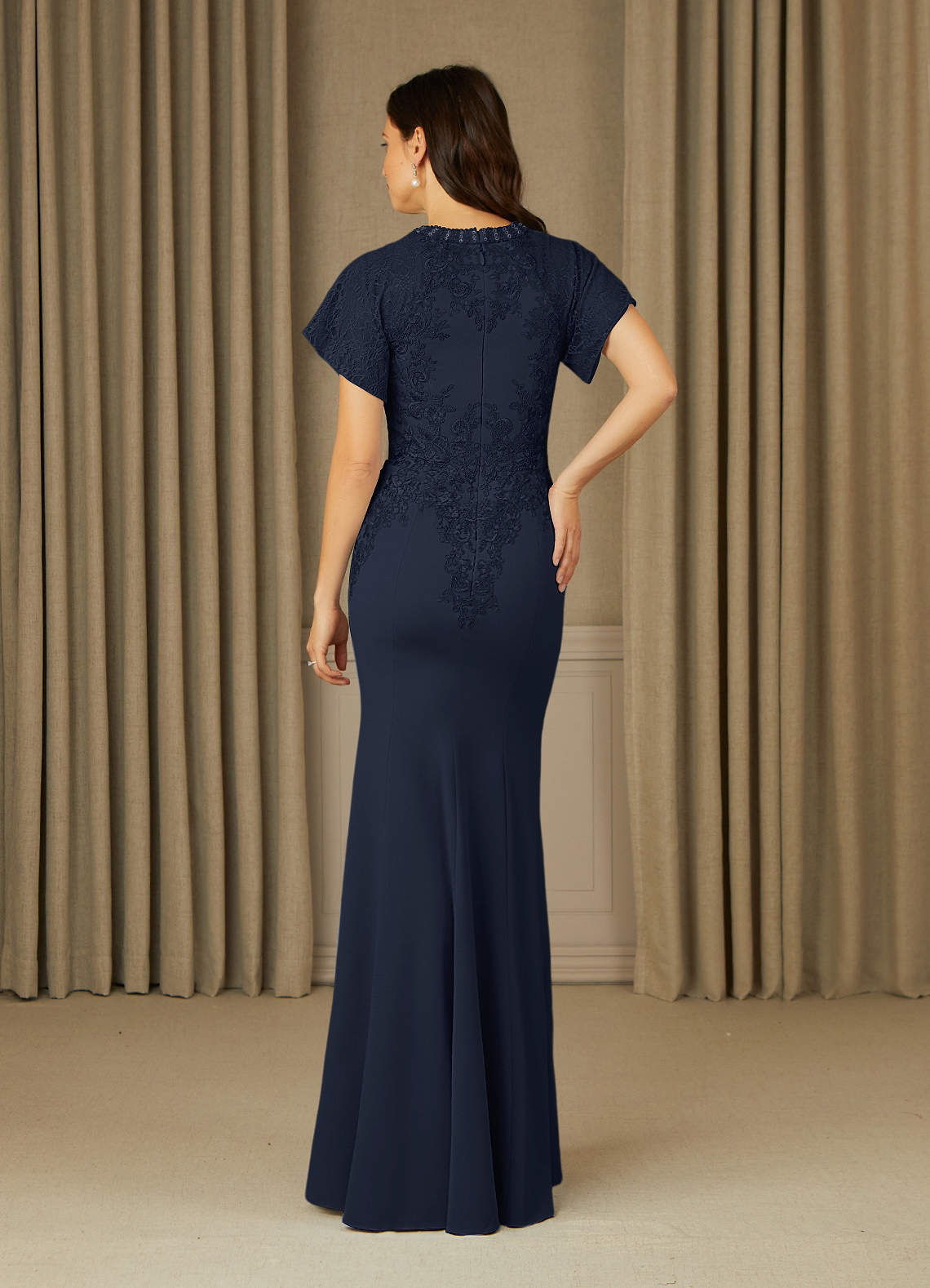 Dark Navy Mermaid Lace Dress