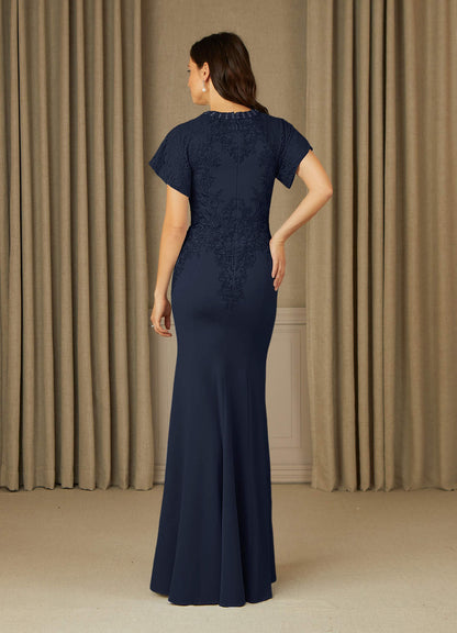 Dark Navy Mermaid Lace Dress