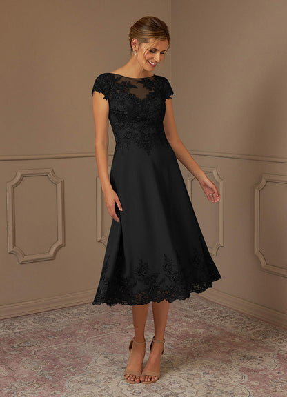 Black A-Line Scoop Lace Dress