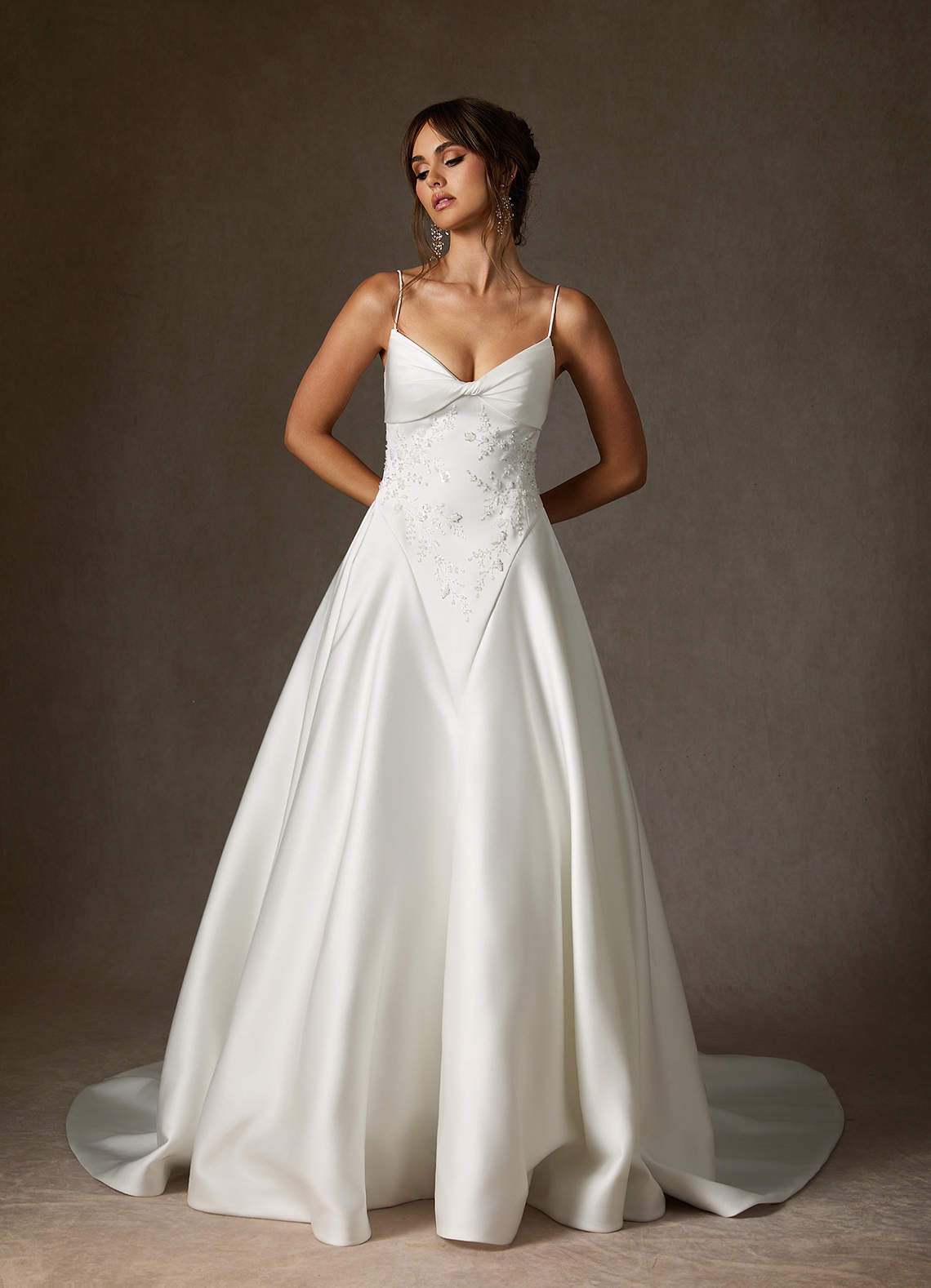 Diamond White A-Line Double Faced Satin Dress