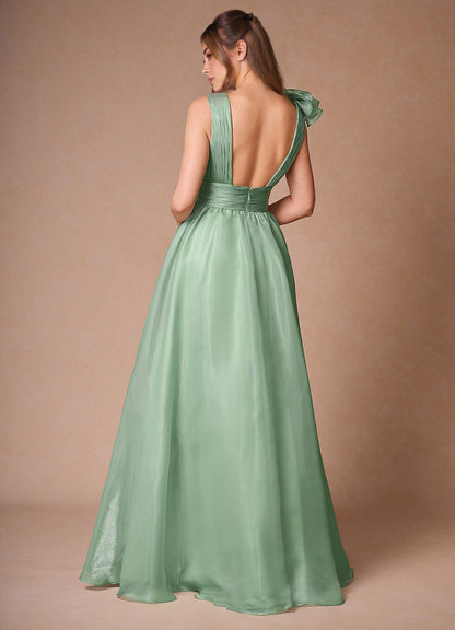 Vespera Sage Ruffles Gown  Dress