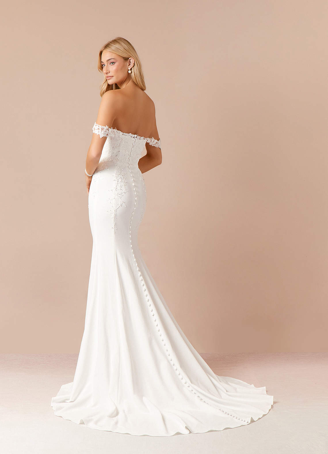 Diamond White Mermaid Sequins Stretch Crepe Dress