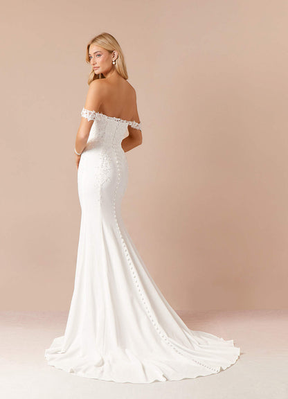Diamond White Mermaid Sequins Stretch Crepe Dress