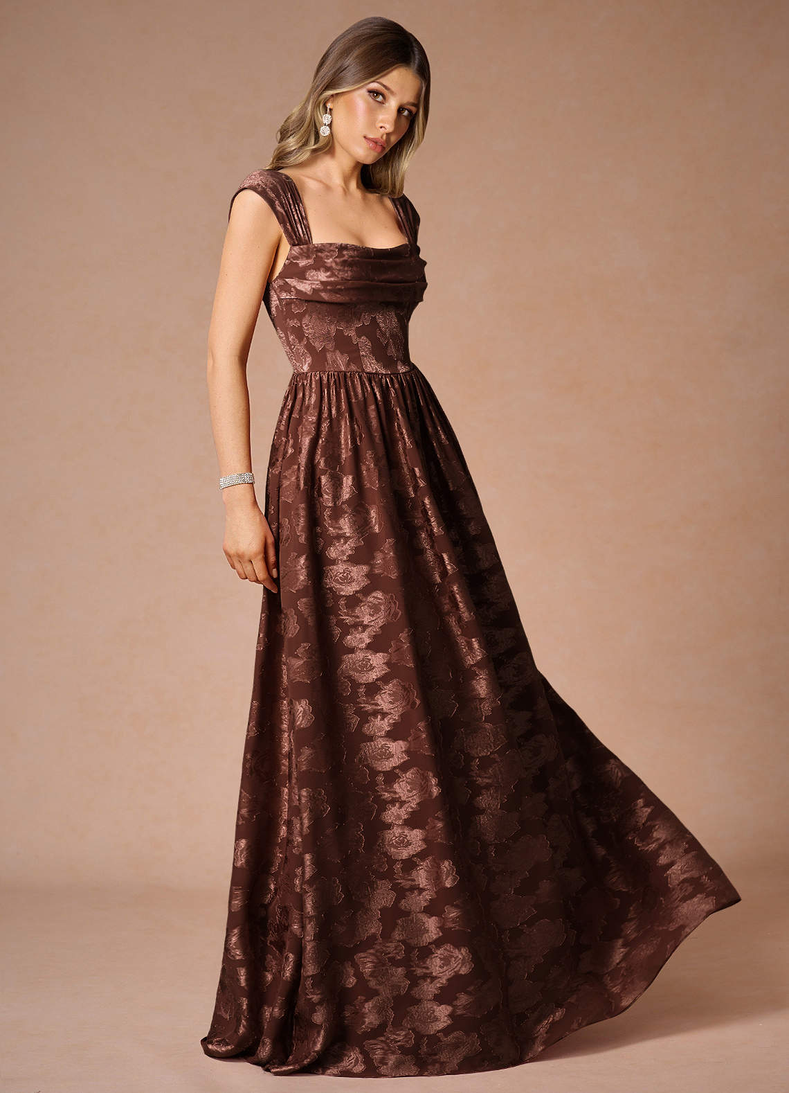 Hazel Mocha Coco Pleated Maxi Dress  Dress