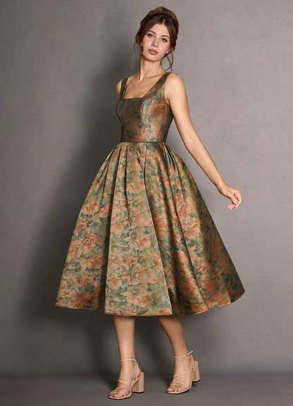 Katel Vintage Teal Midi Dress