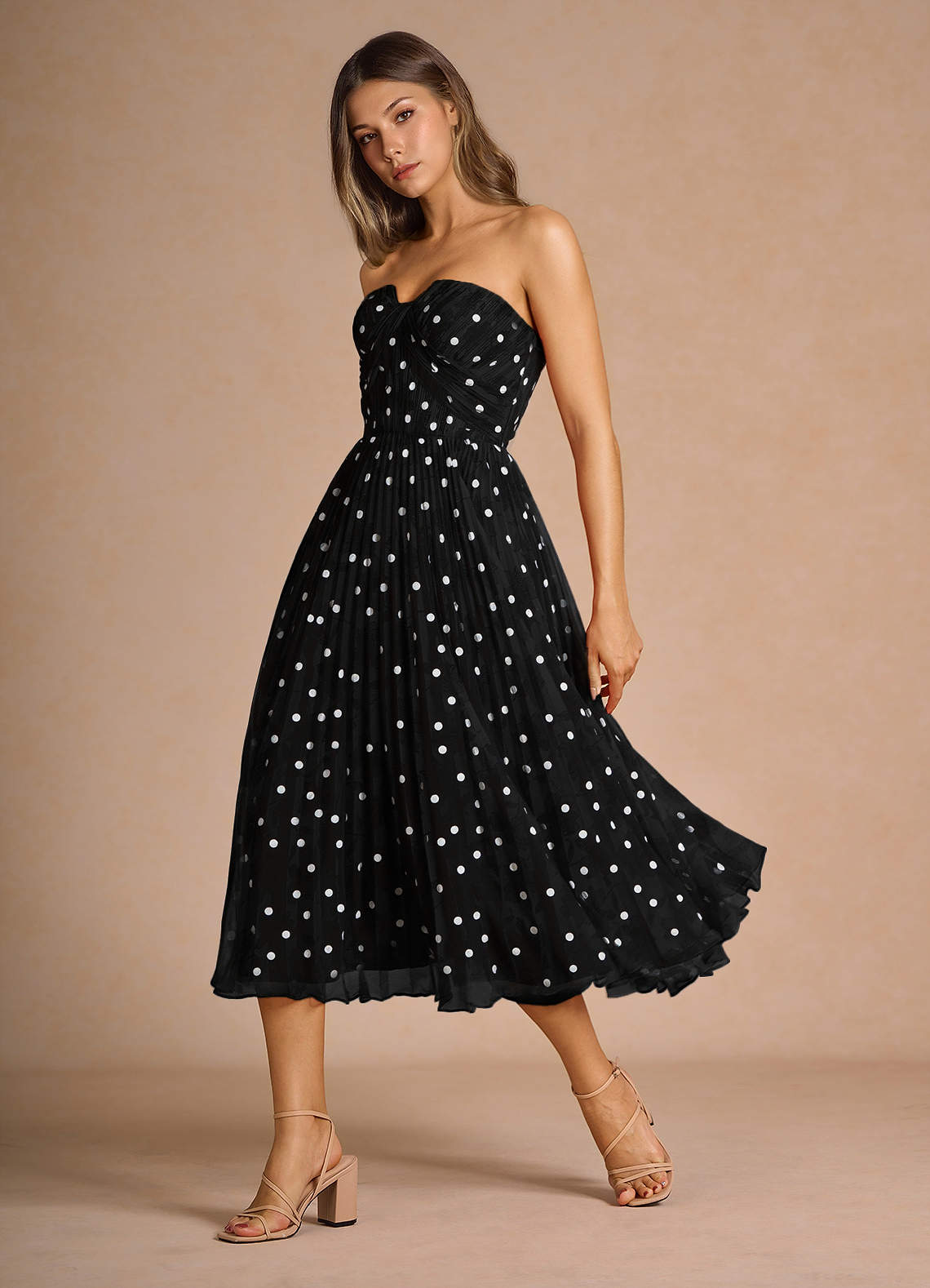 Lyanna Black White Pleated Mini Dress