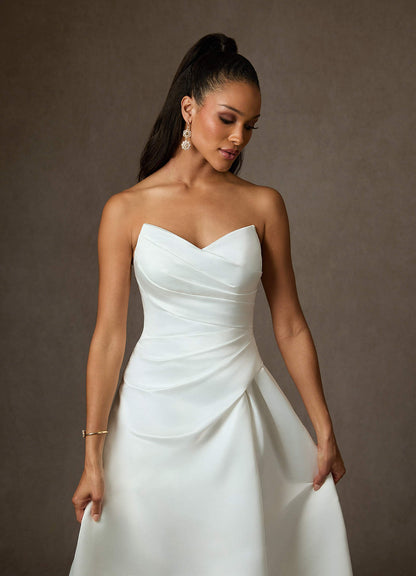 Diamond White A-Line Satin Dress
