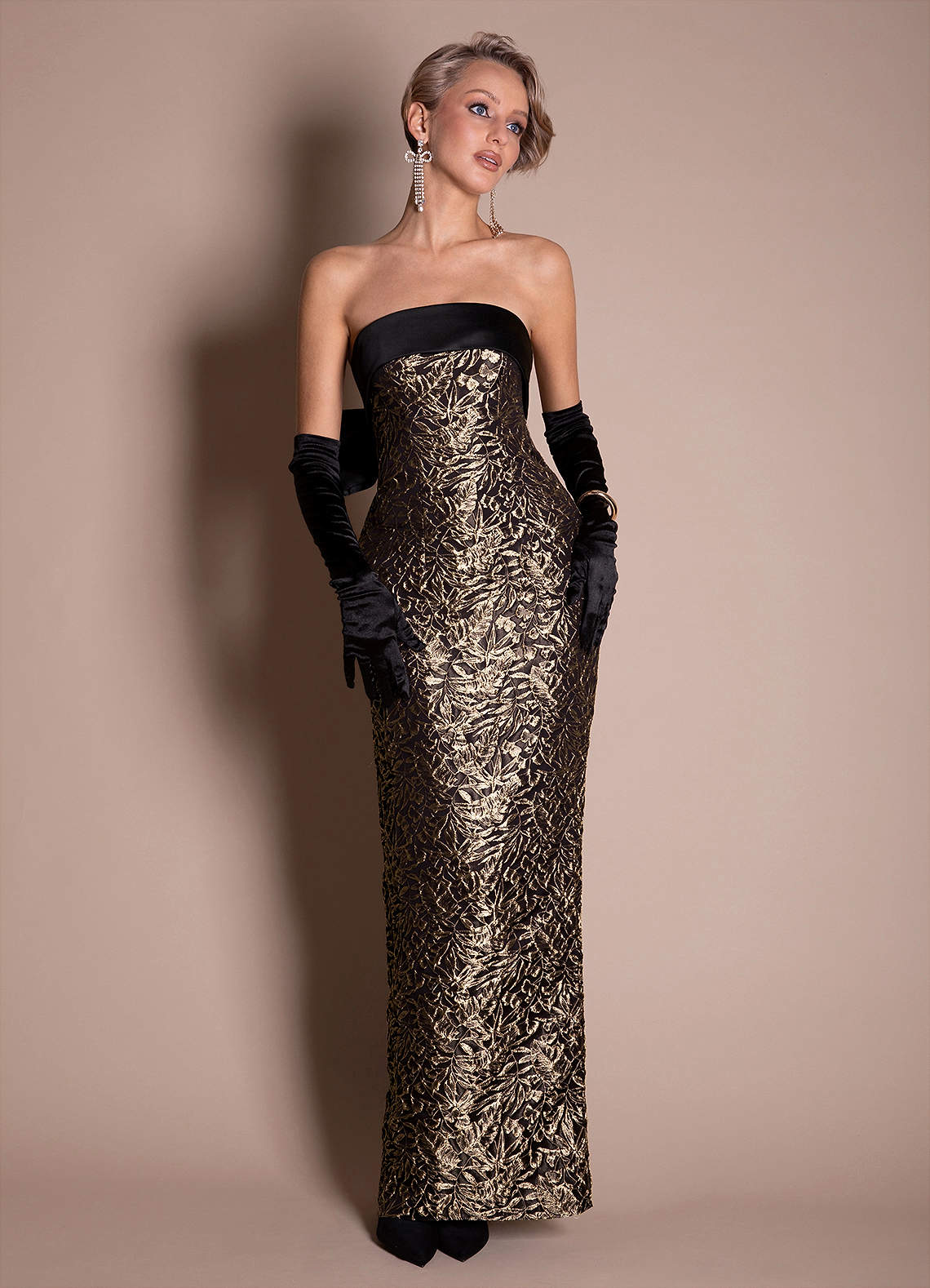 Ella Ebony Gold Maxi Dress