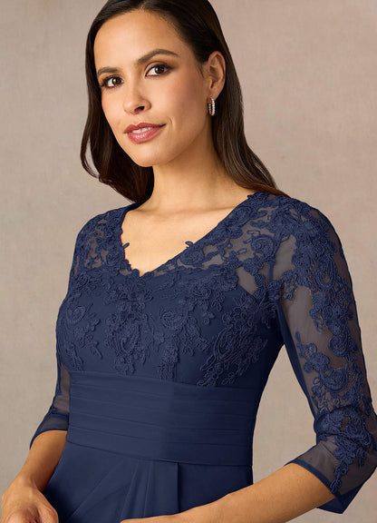 Dark Navy Sheath Lace Dress