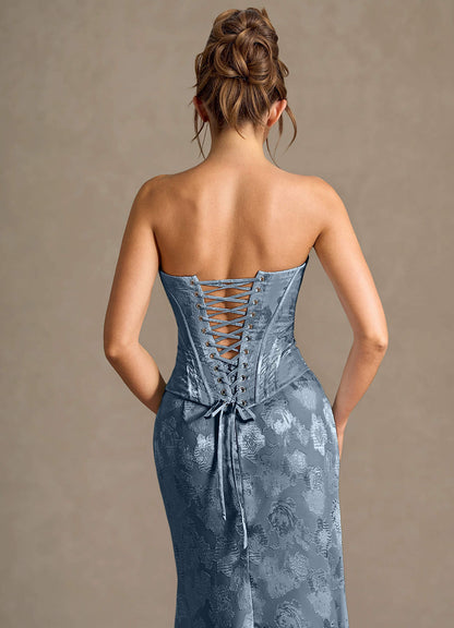 Mireya Dusty Blue Corset Two-Piece Prom Dress