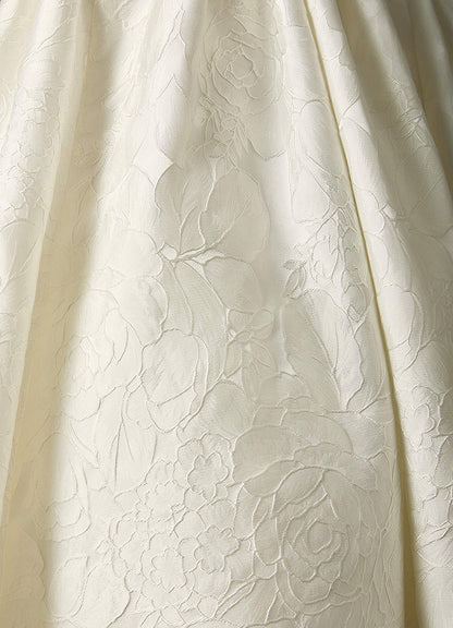Antique White Ball-Gown Strapless Floral Jacquard Dress