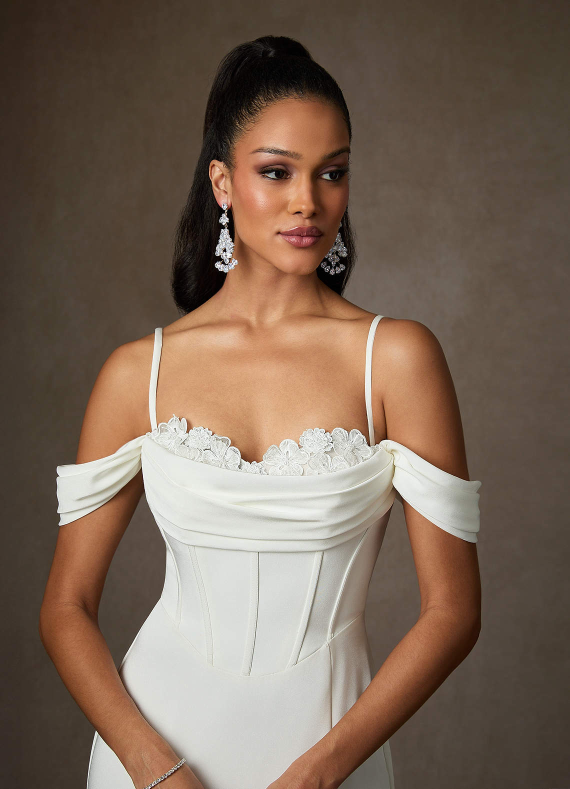 Diamond White Mermaid Sweetheart Neckline Crepe Back Satin Dress