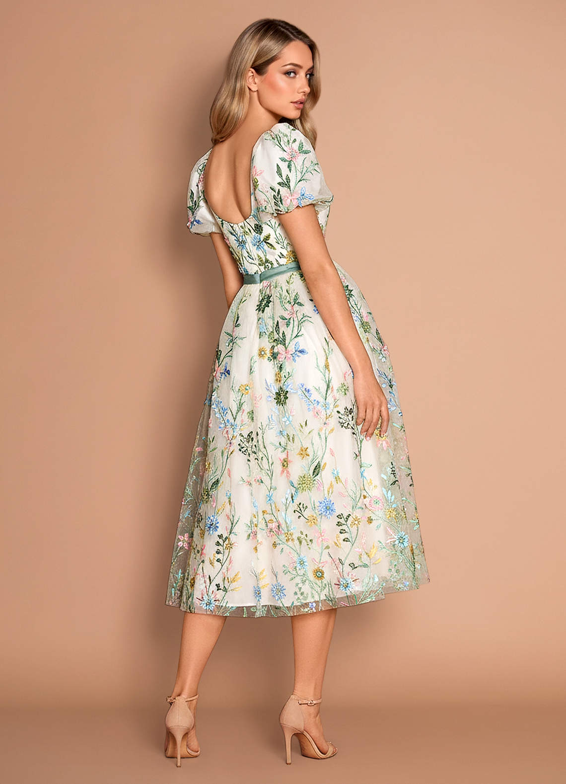 Marisa Champagne Multi Midi Dress