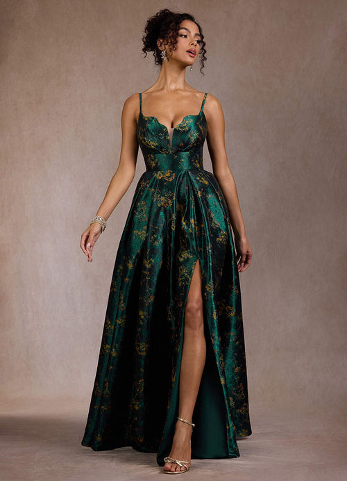 Cristal Deep Green Maxi Dress  Dress