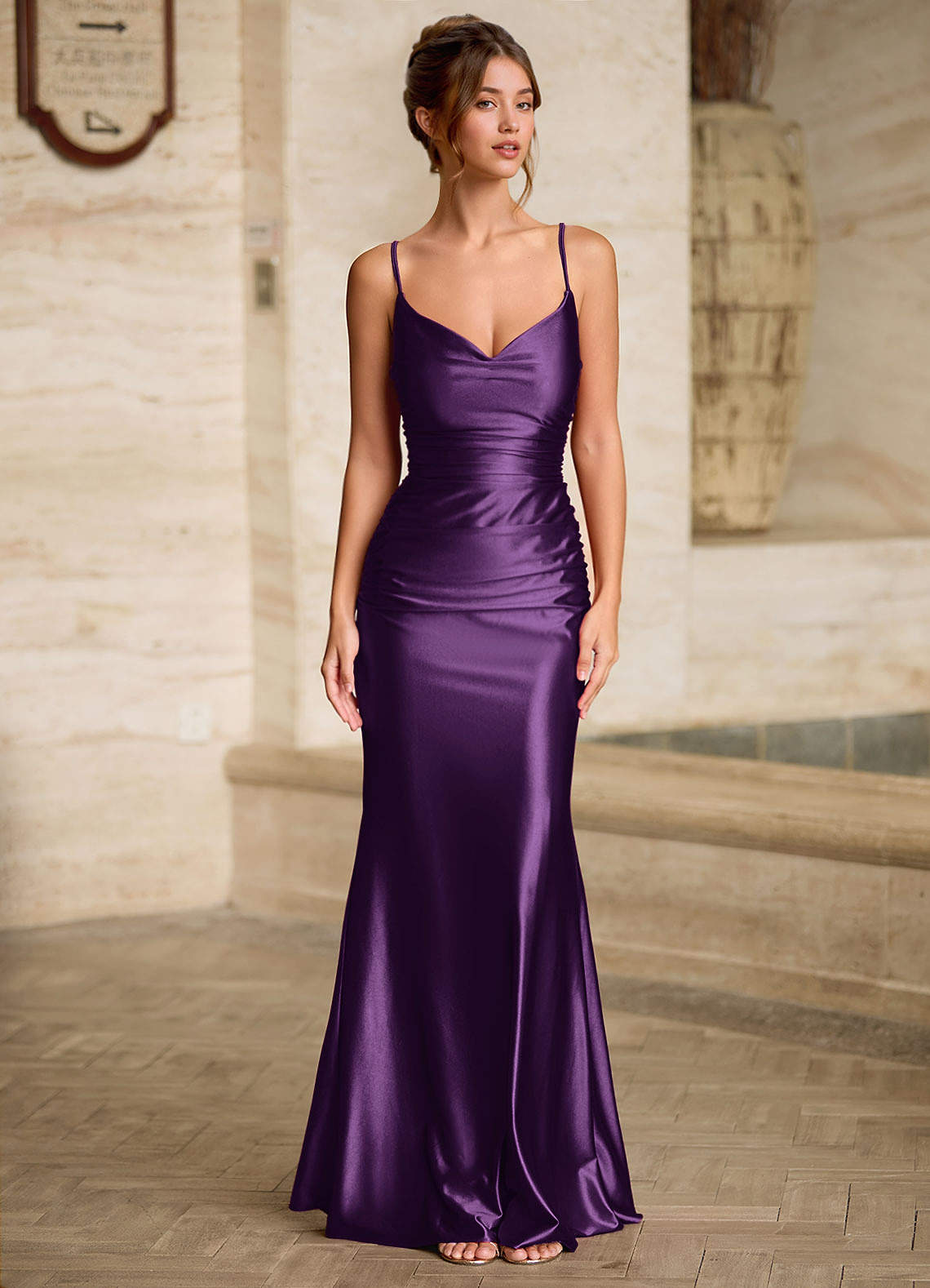 Scarlett Grape Backless Lace-Up Mermaid Prom Dress  Dress