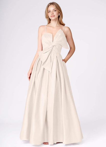 Miebow Cream Strapless Illusion V-Neck Gown  Dress