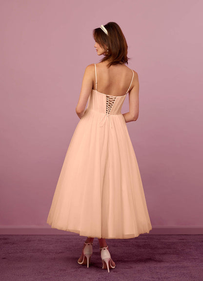 English Rose A-Line Pleated Tulle Dress English Rose