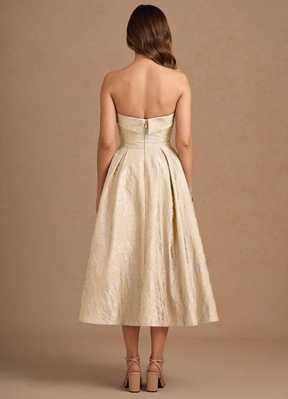 Cecilia Vintage Champagne Midi Dress