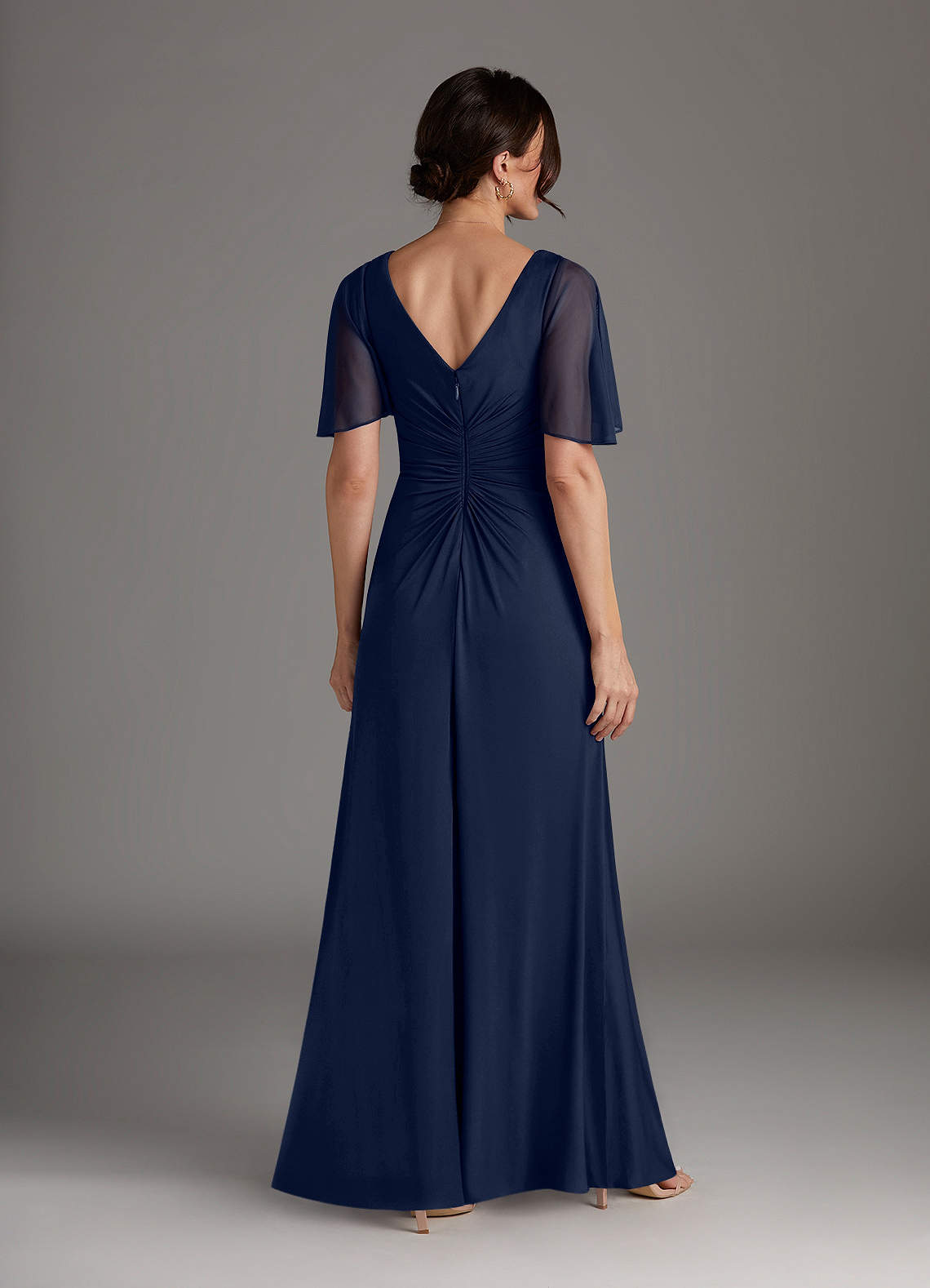 Dark Navy A-Line Pleated Jersey Dress