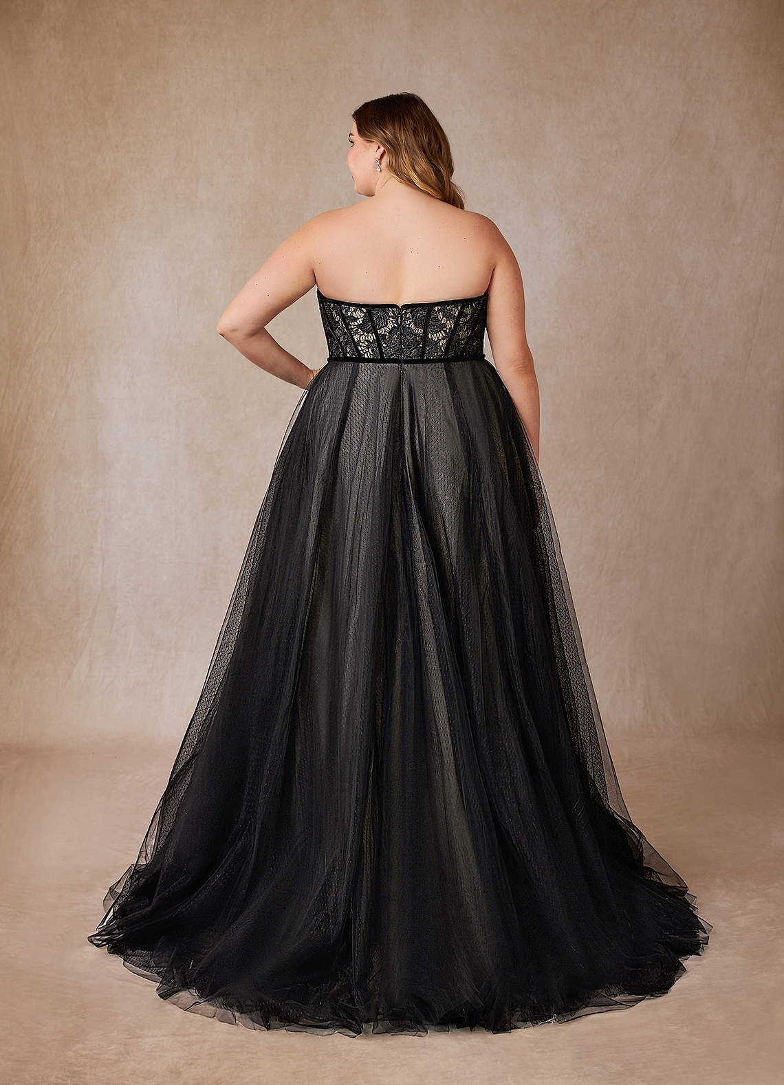 Black Diamond White Ball-Gown Lace Tulle Dress