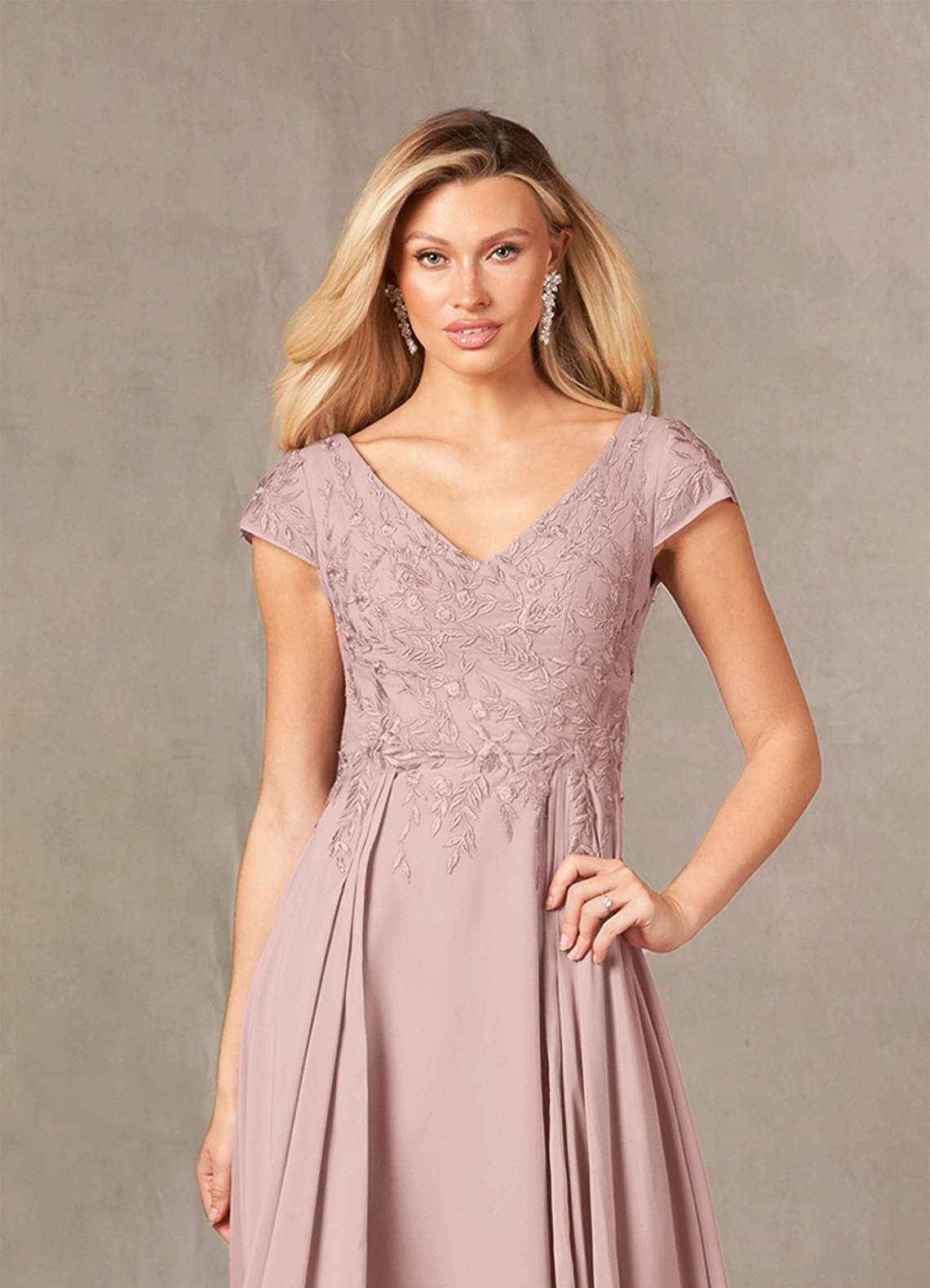 Dusty Rose A-Line Lace Dress