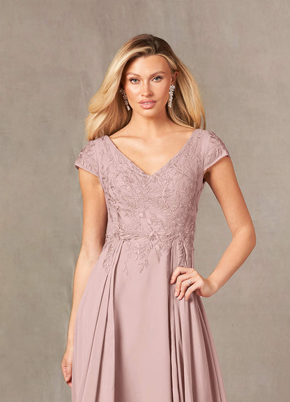 Dusty Rose A-Line Lace Dress