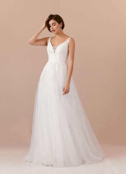 Diamond White A-Line Lace Tulle Dress