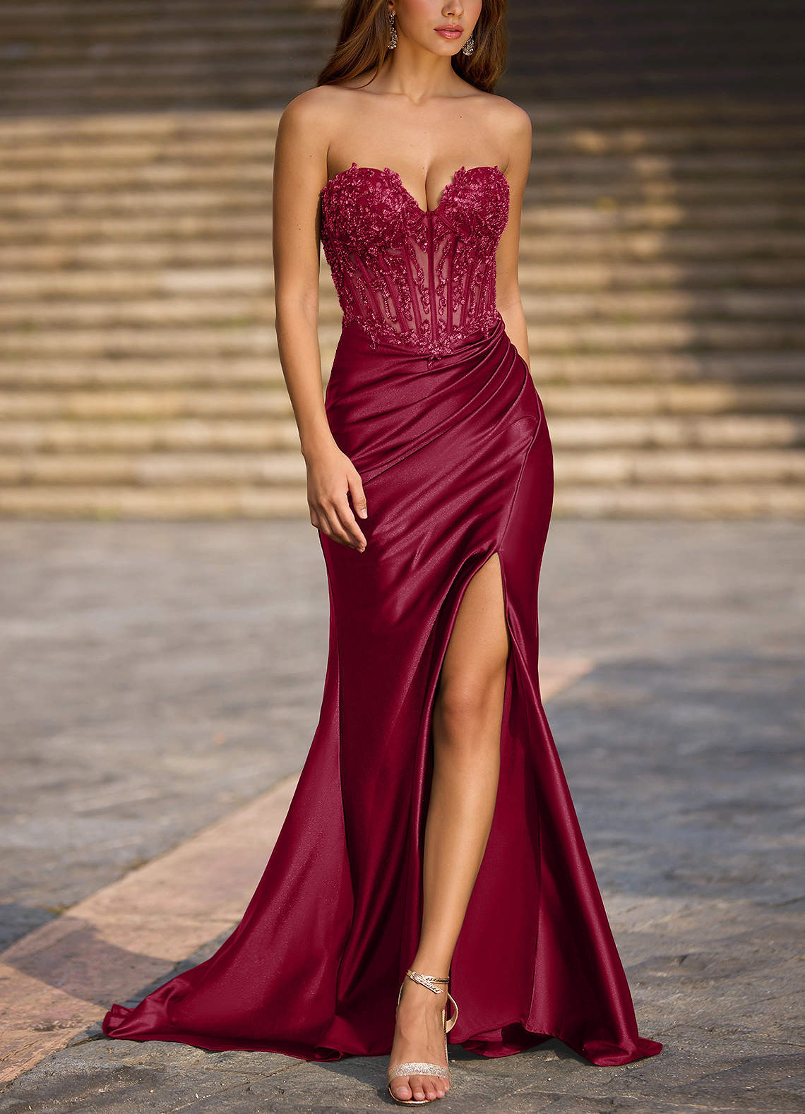 Enamel Red Mermaid Prom Dress