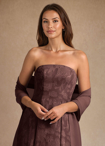 Espresso A-Line Pleated Floral Burnout Dress